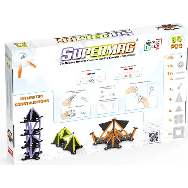 SUPERMAG jeu de construction magnétique Technicolor 85pcs