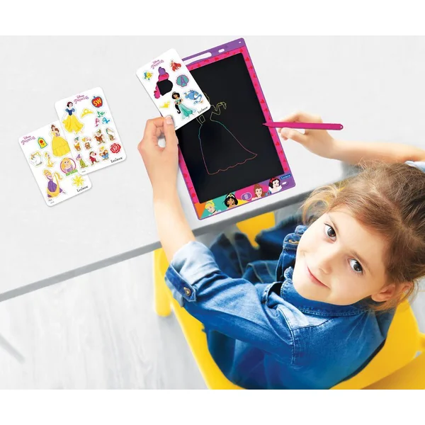 TABLETTE A DESSINS EDUCATIVE ENCRE ELECTRONIQUE MULTICOLORE 28CM AVEC POCHOIRS DISNEY PRINCESSES