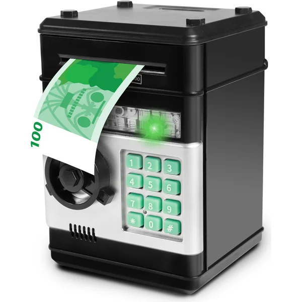 Tirelire coffre-fort affamé - distributeur automatique de pièces et de billets avec code PIN