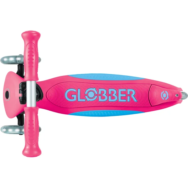 Trottinette pliable pour enfants Globber - Primo Foldable Plus Lights - Fuchsia/Bleu Ciel