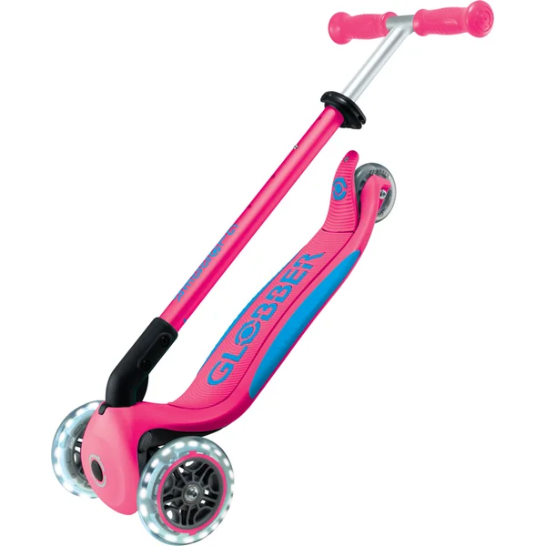 Trottinette pliable pour enfants Globber - Primo Foldable Plus Lights - Fuchsia/Bleu Ciel