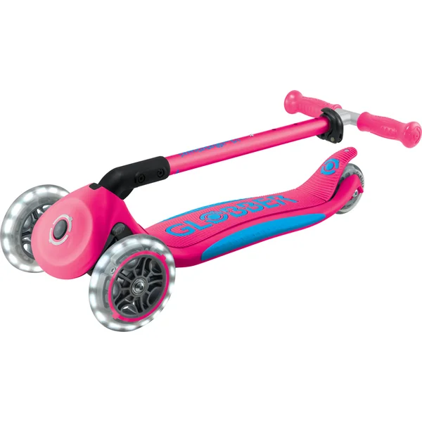 Trottinette pliable pour enfants Globber - Primo Foldable Plus Lights - Fuchsia/Bleu Ciel