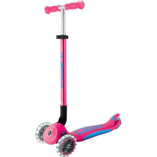 Trottinette pliable pour enfants Globber - Primo Foldable Plus Lights - Fuchsia/Bleu Ciel