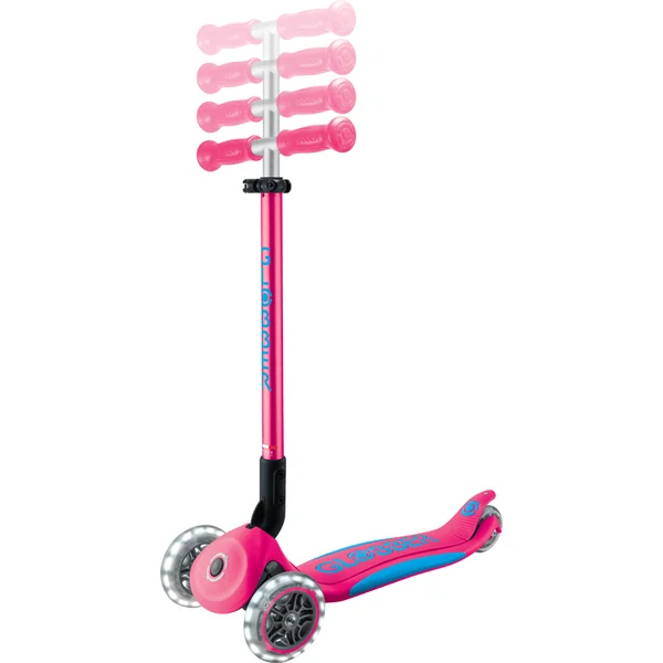 Trottinette pliable pour enfants Globber - Primo Foldable Plus Lights - Fuchsia/Bleu Ciel