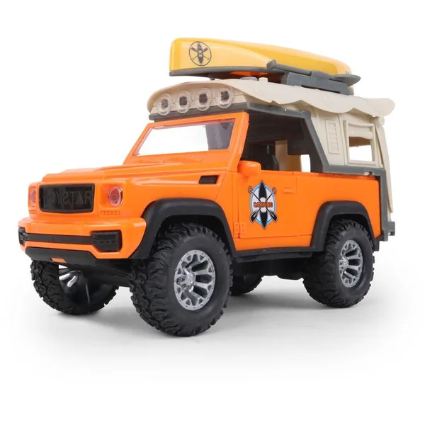 TURBO CHALLENGE - TOUT TERRAIN AVEC KAYAK - CAP AVENTURE -1:/16 - VOITURE FRICTION - ORANGE