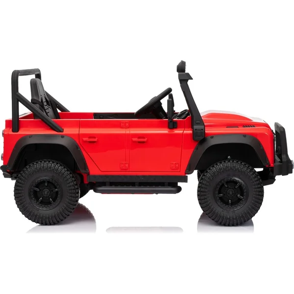 Voiture électrique Land Rover Defender 110 SVX 12V, rouge, 4X4 propulsion, lumières LED, avant