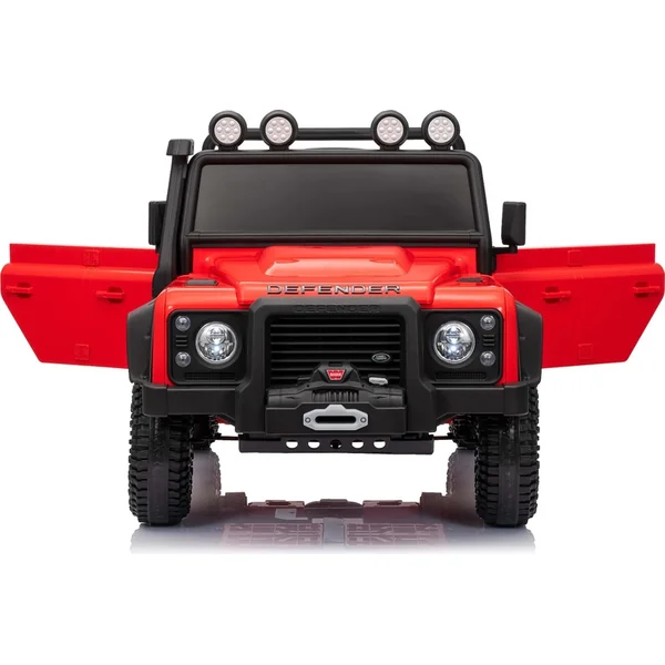 Voiture électrique Land Rover Defender 110 SVX 12V, rouge, 4X4 propulsion, lumières LED, avant