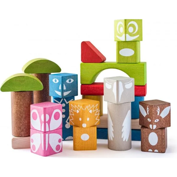 Woody Kocky colorées avec impression 26 pcs - 3,3 cm